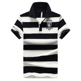 100% Cotton Men Polo Shirt Short Sleeve Breathable Soft Colorfast Male Anti-pilling Red Quality Fashion Stripe Man Polo-shirt